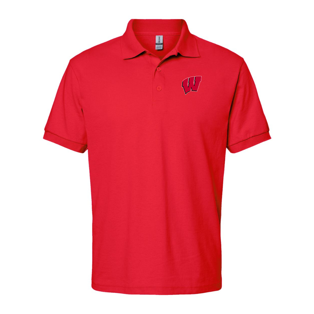 Men's Wisconsin Badgers Gildan Dry Blend Jersey Polo